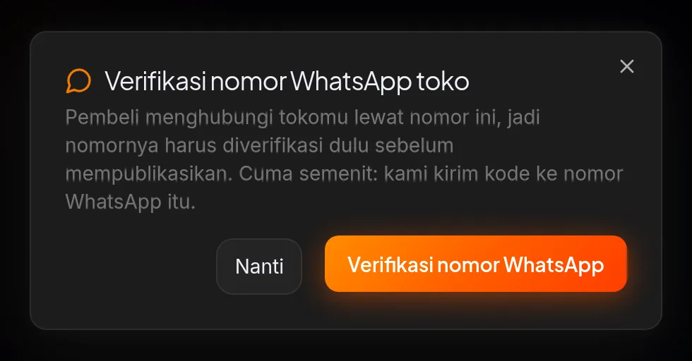 Jendela verifikasi saat memulai A/B test