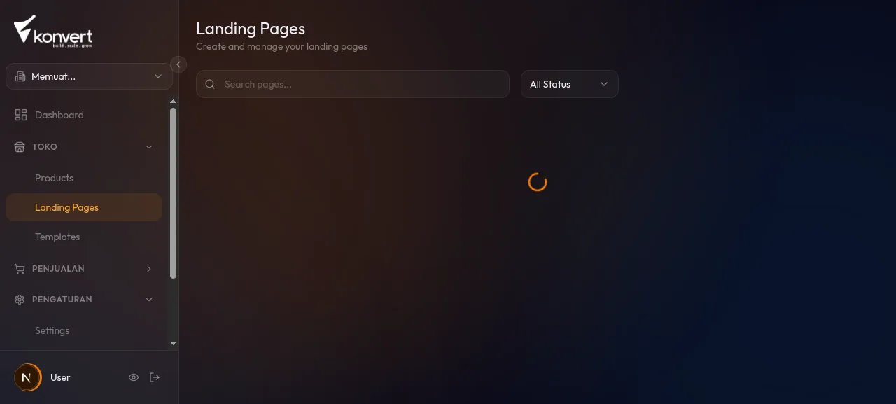 Halaman daftar landing pages