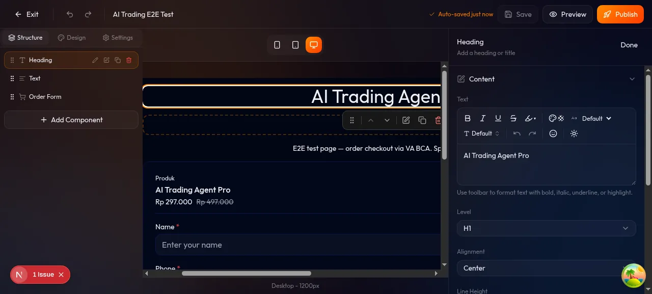 Panel kiri tab Layers di builder