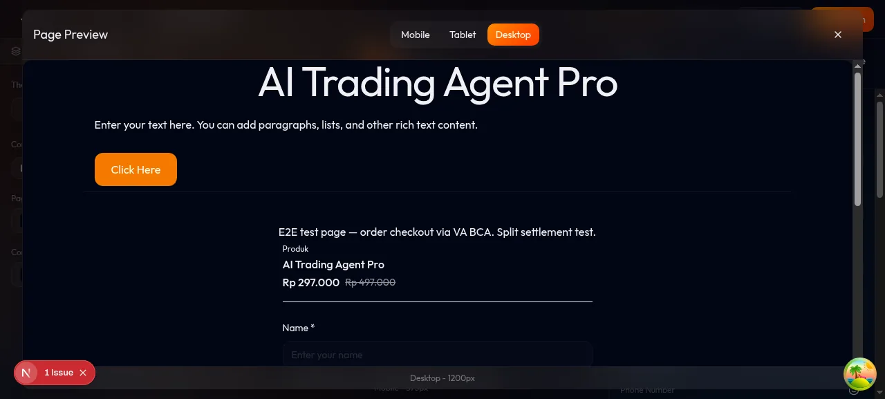 Mode preview di builder Konvert