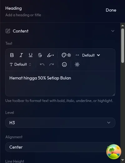 section Background di tab Style — tabs: Color, Gradient, Image