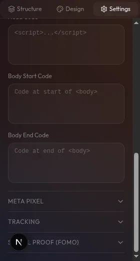 section Custom CSS di tab Style — textarea kosong dengan placeholder "/* CSS custom untuk komponen ini */"