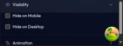 section Visibility tab Style — toggle Sembunyikan Mobile dan Sembunyikan Desktop