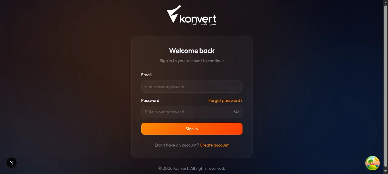 Login page